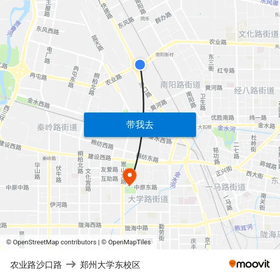 农业路沙口路 to 郑州大学东校区 map