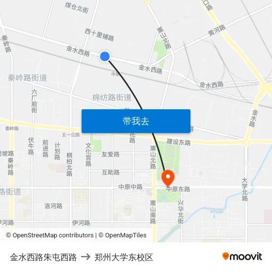 金水西路朱屯西路 to 郑州大学东校区 map