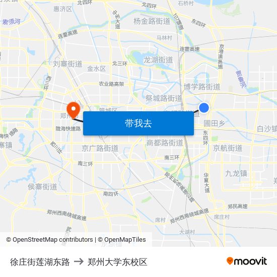 徐庄街莲湖东路 to 郑州大学东校区 map