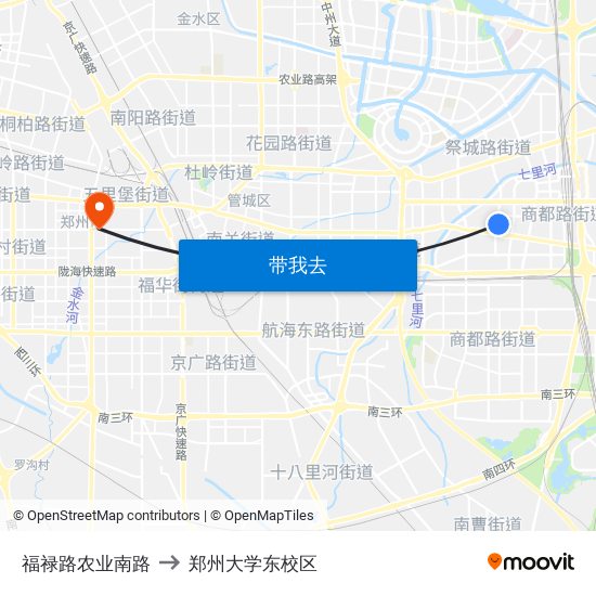 福禄路农业南路 to 郑州大学东校区 map