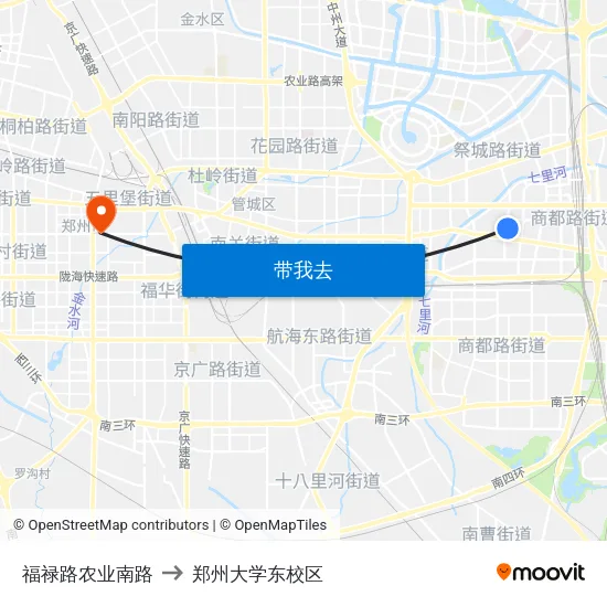 福禄路农业南路 to 郑州大学东校区 map