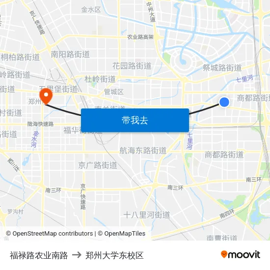 福禄路农业南路 to 郑州大学东校区 map