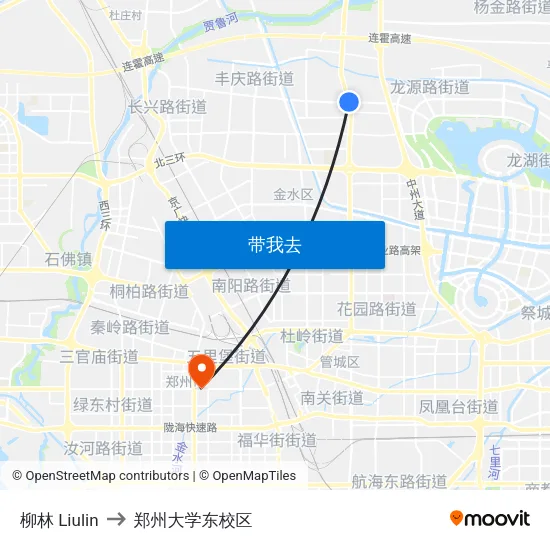 柳林 Liulin to 郑州大学东校区 map