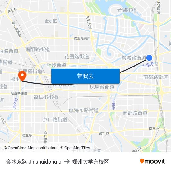 金水东路 Jinshuidonglu to 郑州大学东校区 map