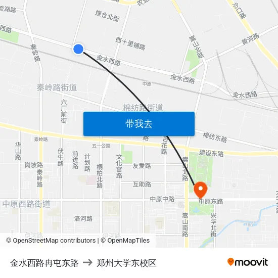 金水西路冉屯东路 to 郑州大学东校区 map