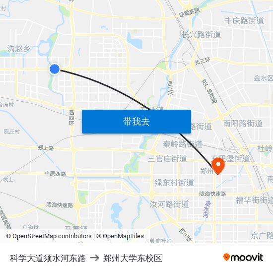 科学大道须水河东路 to 郑州大学东校区 map