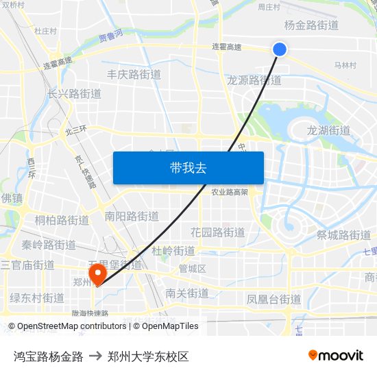 鸿宝路杨金路 to 郑州大学东校区 map