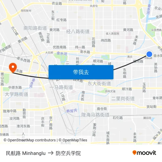 民航路 Minhanglu to 防空兵学院 map