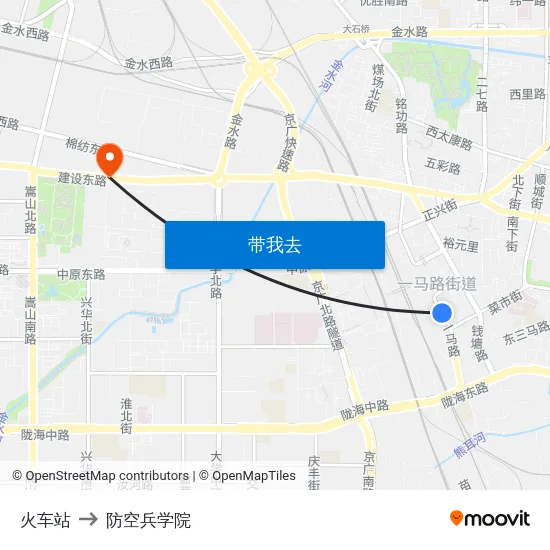 火车站 to 防空兵学院 map