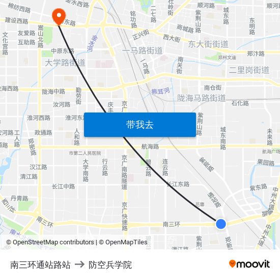 南三环通站路站 to 防空兵学院 map