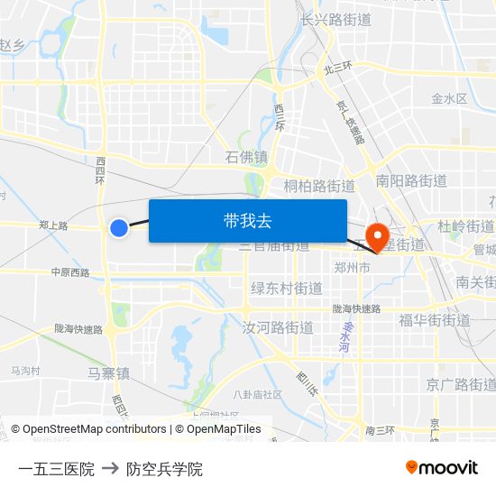 一五三医院 to 防空兵学院 map