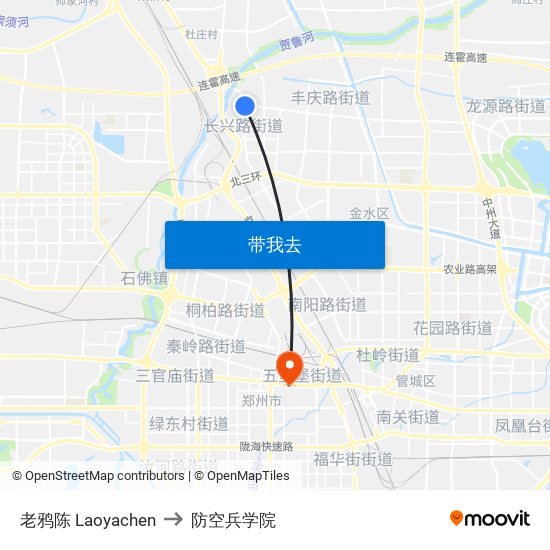 老鸦陈 Laoyachen to 防空兵学院 map