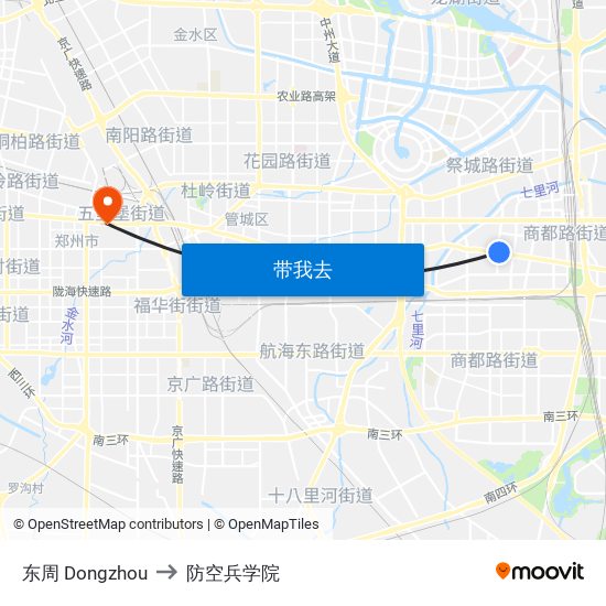 东周 Dongzhou to 防空兵学院 map