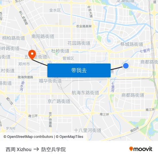 西周 Xizhou to 防空兵学院 map