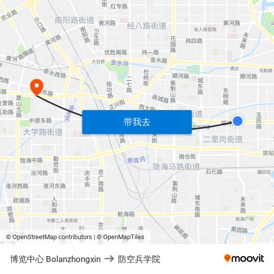 博览中心 Bolanzhongxin to 防空兵学院 map