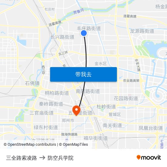 三全路索凌路 to 防空兵学院 map