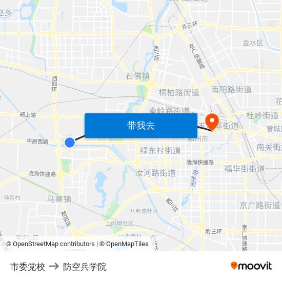 市委党校 to 防空兵学院 map