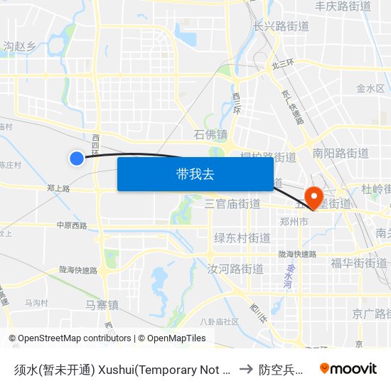 须水(暂未开通) Xushui(Temporary Not Open) to 防空兵学院 map