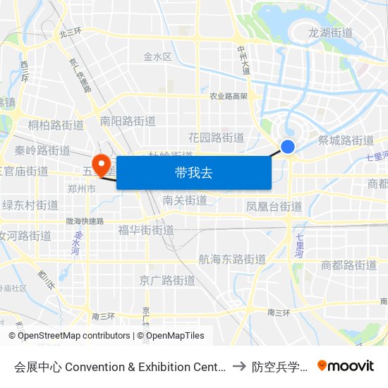会展中心 Convention & Exhibition Center to 防空兵学院 map