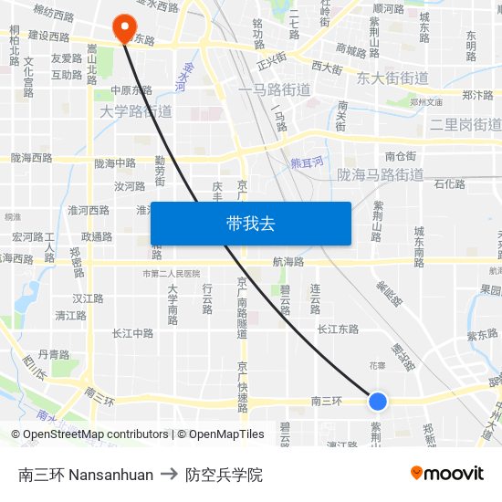 南三环 Nansanhuan to 防空兵学院 map