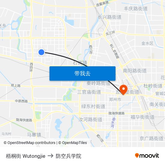 梧桐街 Wutongjie to 防空兵学院 map