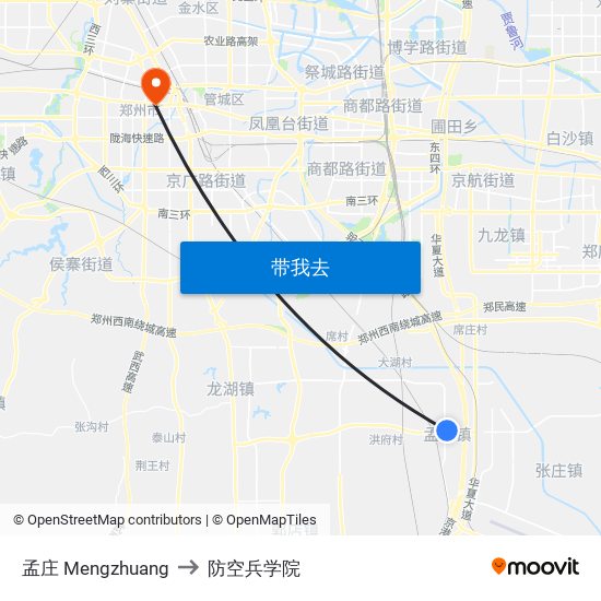 孟庄 Mengzhuang to 防空兵学院 map