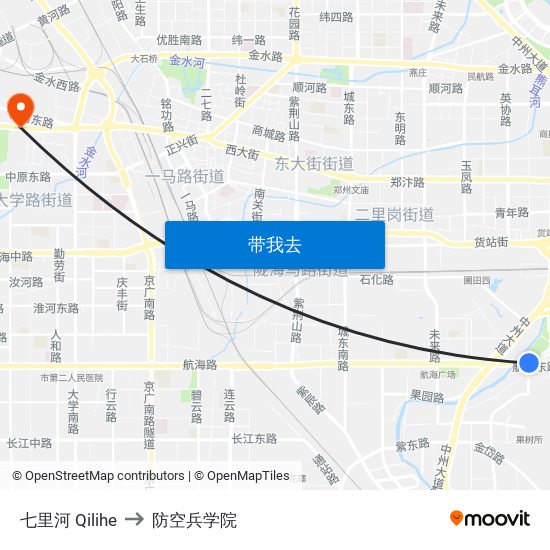 七里河 Qilihe to 防空兵学院 map