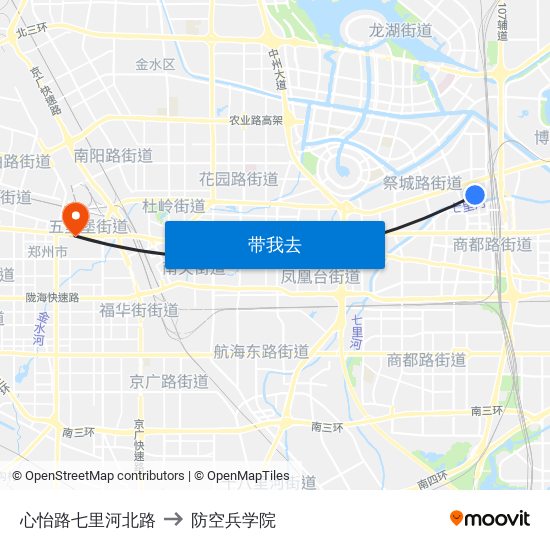 心怡路七里河北路 to 防空兵学院 map