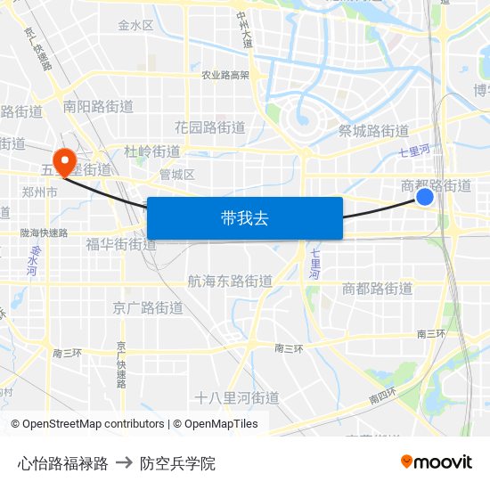 心怡路福禄路 to 防空兵学院 map