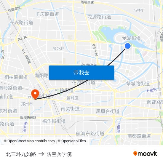 北三环九如路 to 防空兵学院 map