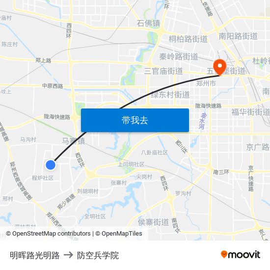 明晖路光明路 to 防空兵学院 map