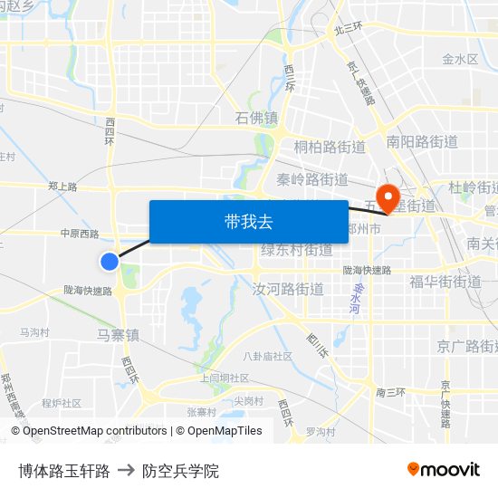 博体路玉轩路 to 防空兵学院 map