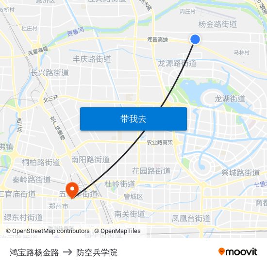 鸿宝路杨金路 to 防空兵学院 map