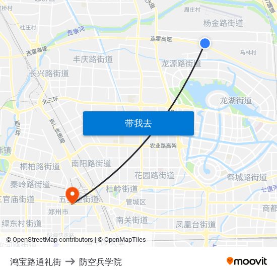 鸿宝路通礼街 to 防空兵学院 map