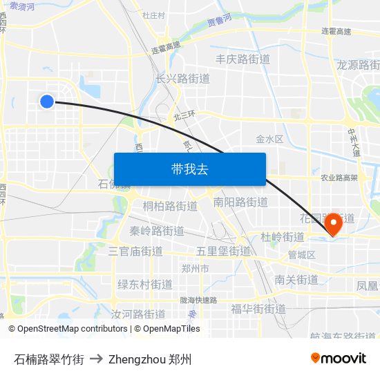 石楠路翠竹街 to Zhengzhou 郑州 map