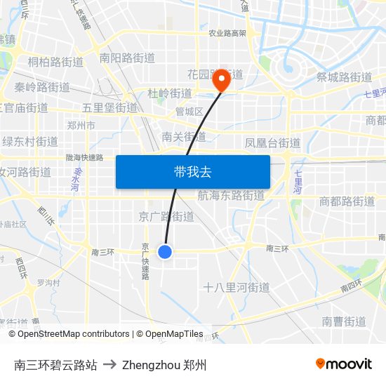 南三环碧云路站 to Zhengzhou 郑州 map