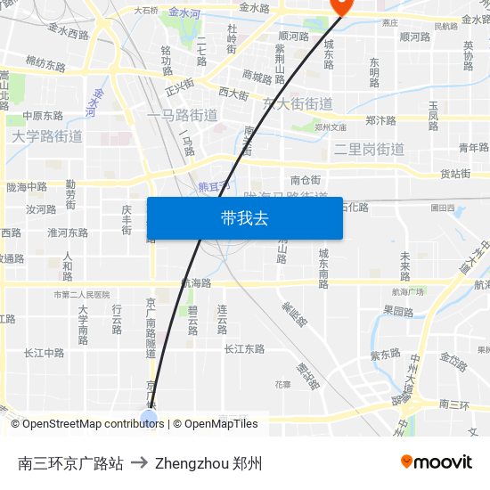 南三环京广路站 to Zhengzhou 郑州 map