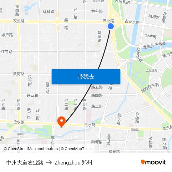 中州大道农业路 to Zhengzhou 郑州 map