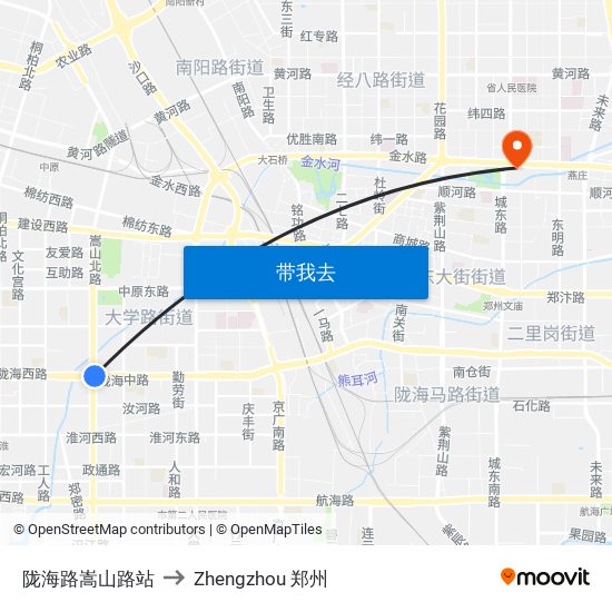 陇海路嵩山路站 to Zhengzhou 郑州 map