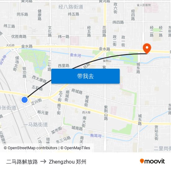 二马路解放路 to Zhengzhou 郑州 map