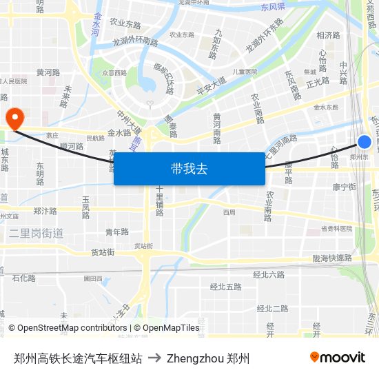 郑州高铁长途汽车枢纽站 to Zhengzhou 郑州 map