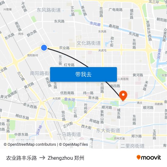 农业路丰乐路 to Zhengzhou 郑州 map