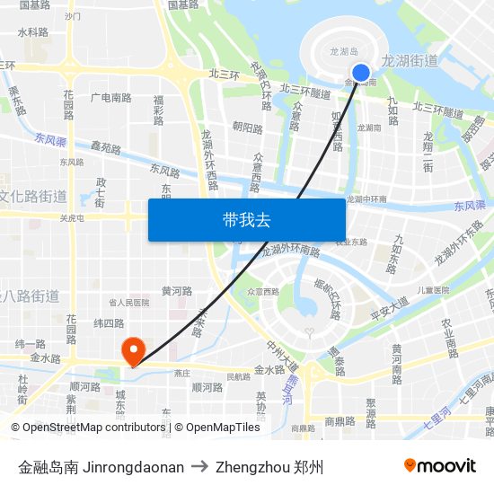金融岛南 Jinrongdaonan to Zhengzhou 郑州 map