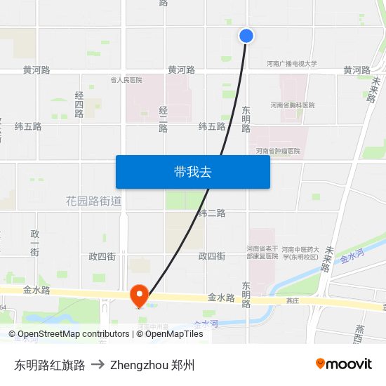 东明路红旗路 to Zhengzhou 郑州 map