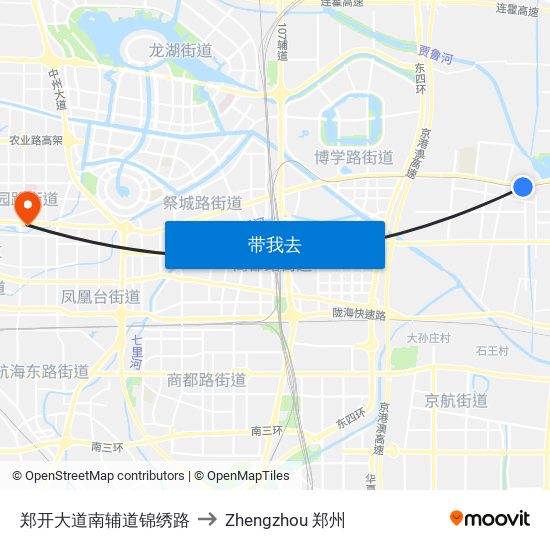 郑开大道南辅道锦绣路 to Zhengzhou 郑州 map