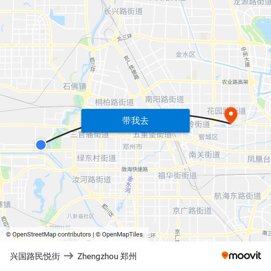 兴国路民悦街 to Zhengzhou 郑州 map