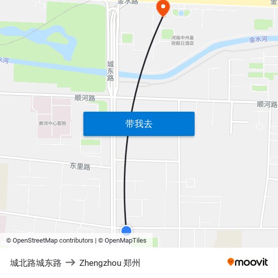 城北路城东路 to Zhengzhou 郑州 map