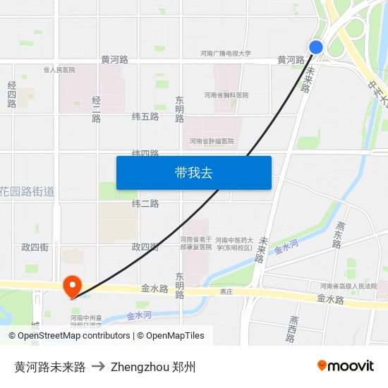 黄河路未来路 to Zhengzhou 郑州 map