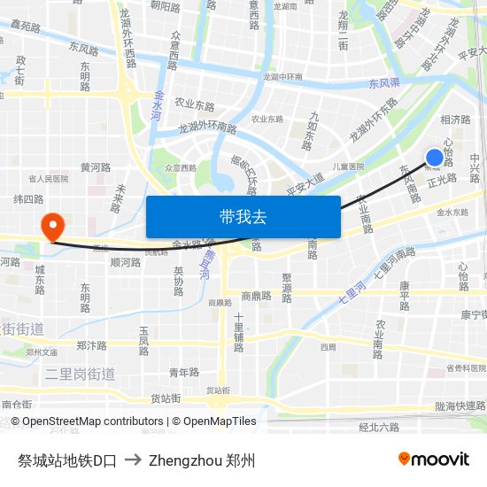 祭城站地铁D口 to Zhengzhou 郑州 map