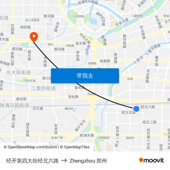 经开第四大街经北六路 to Zhengzhou 郑州 map